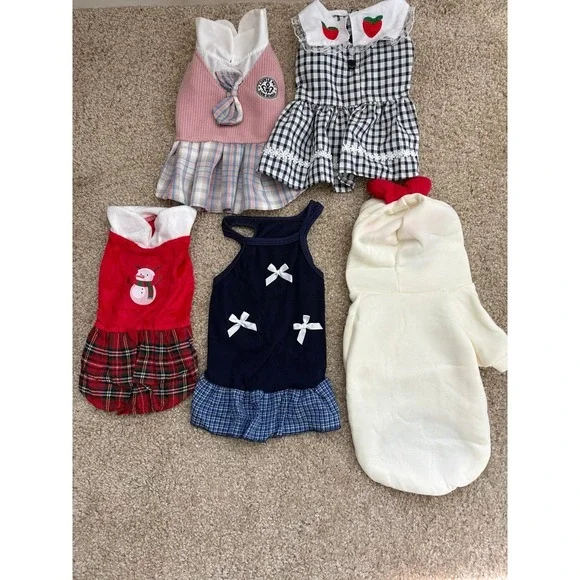 Small Dog Clothes Bundle 5pcs Floral Dress Hoodie Outfit 10lb Under - Picture 4 of 4